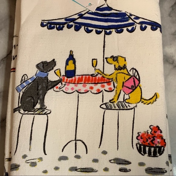 ENVOGUE Kitchen Towels Set of 2 French Illustrated - Dogs at Brunch - Picture 2 of 11